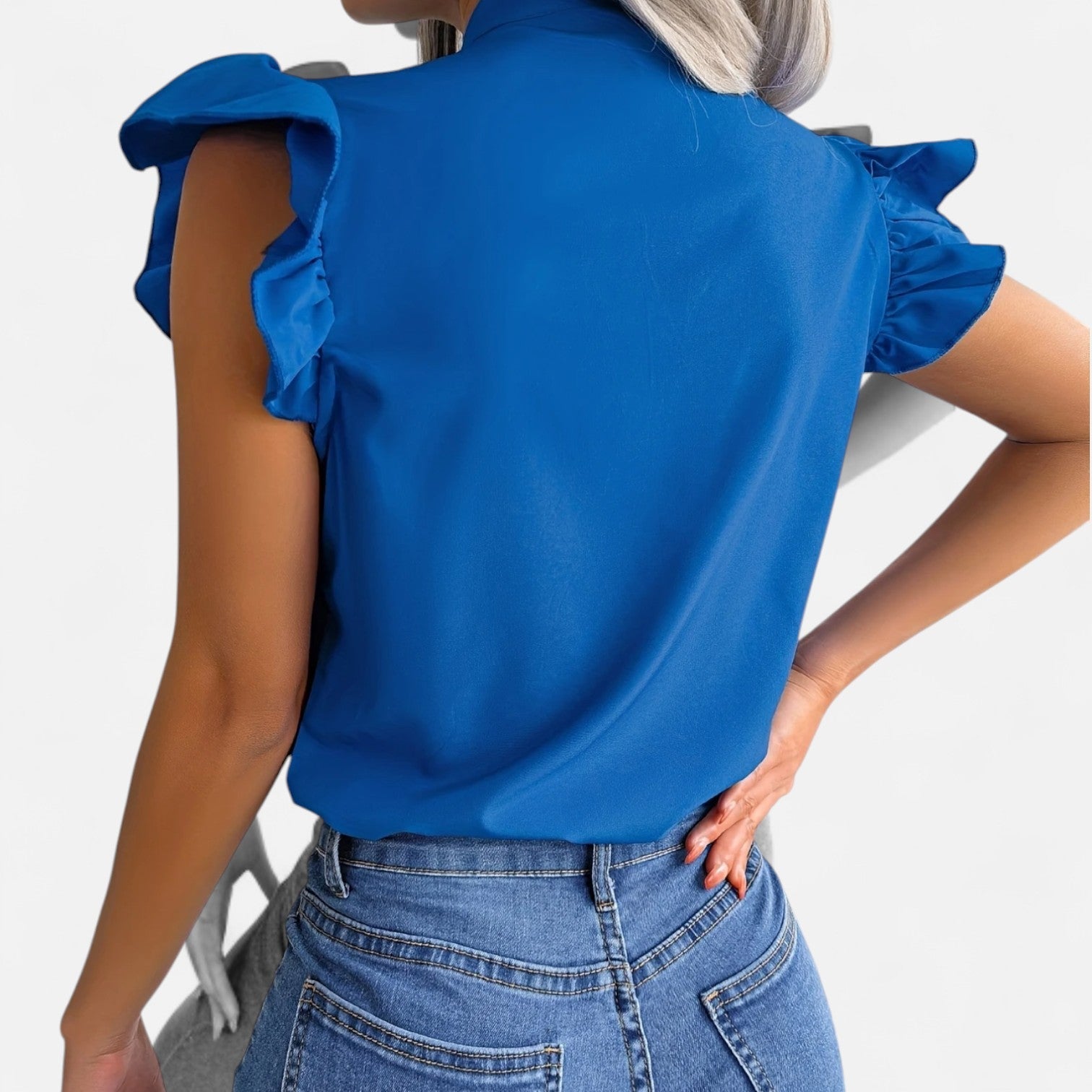 Dorevelle Opaca Collo Donna – Top in Chiffon con Nastrino Senza Maniche