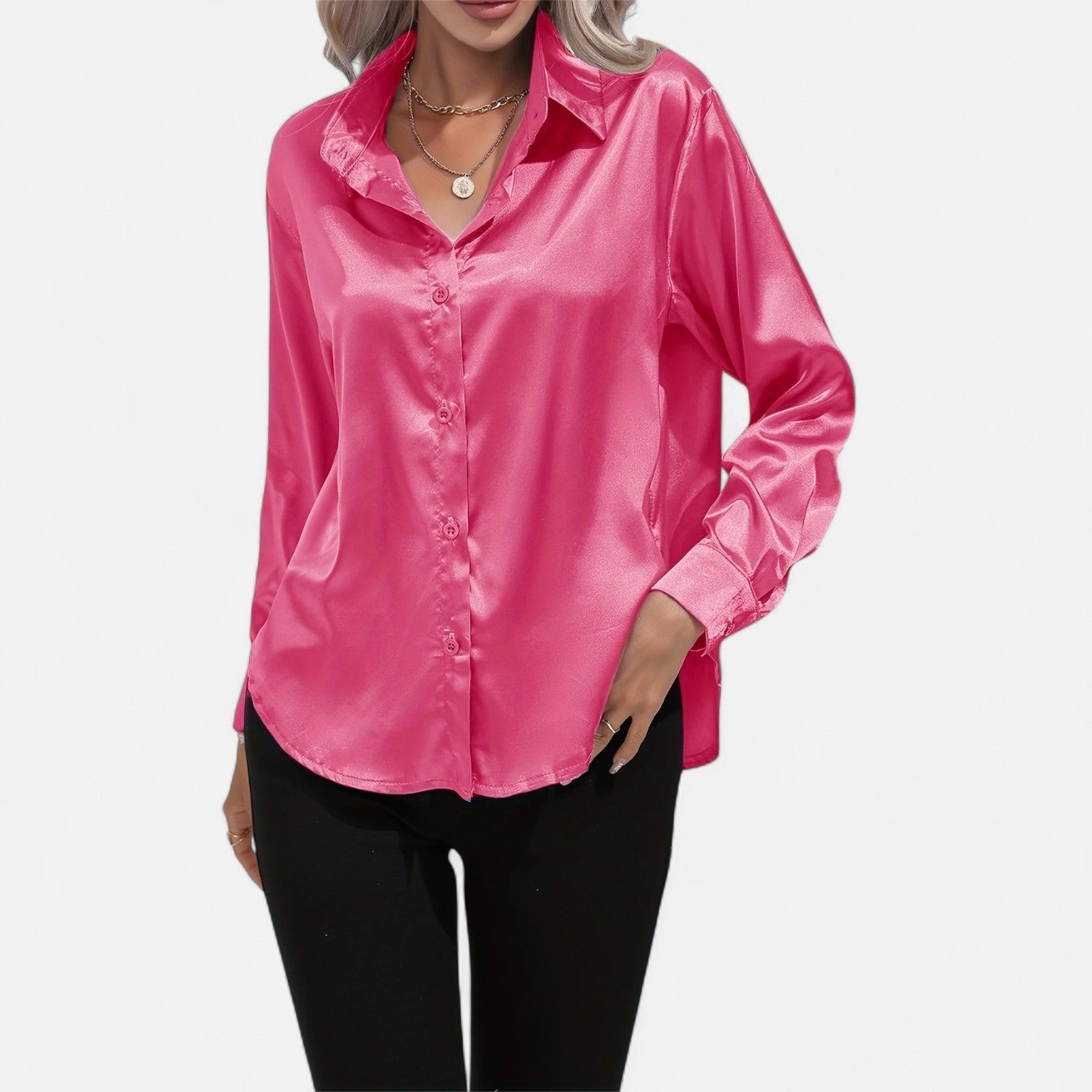 Dorevelle Women's Elegant Satin Shirt with Heritage Collar for a Classic Stylish Look