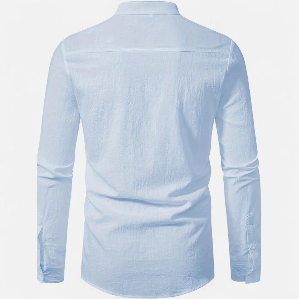 Dorevelle Men’s Linen Henley Shirt with Heritage Collarless Design for a Classic and Stylish Look