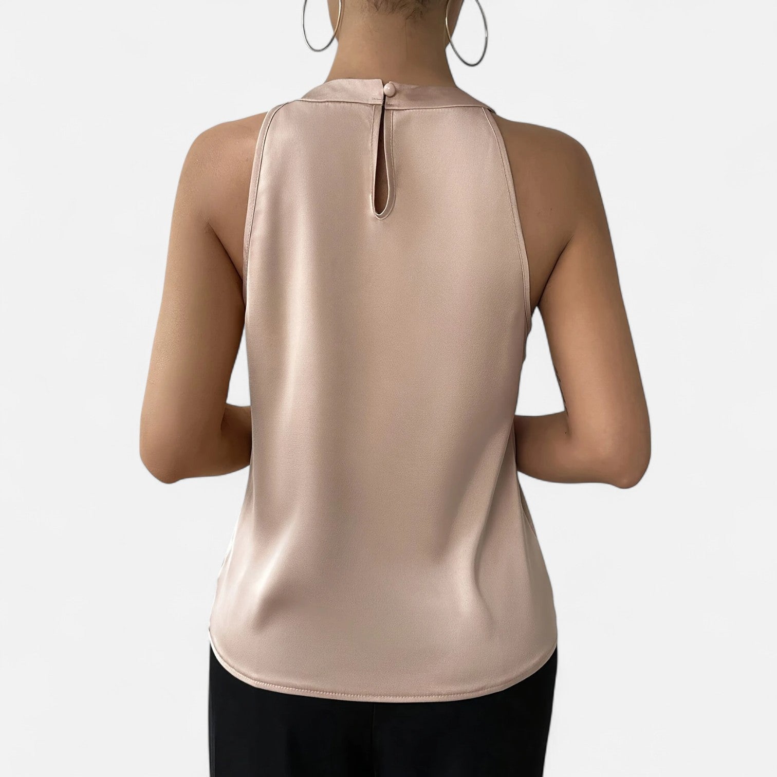Dorevelle | Elegant Satin Blouse for Women – Pleated Halter Design