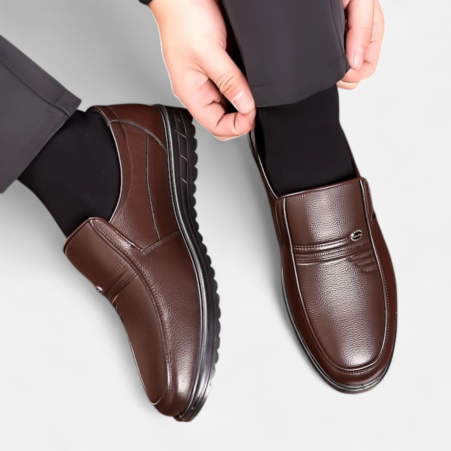 Dorevelle Men's Premium Leather Loafers – Stylish Ivy Slip-On Comfort