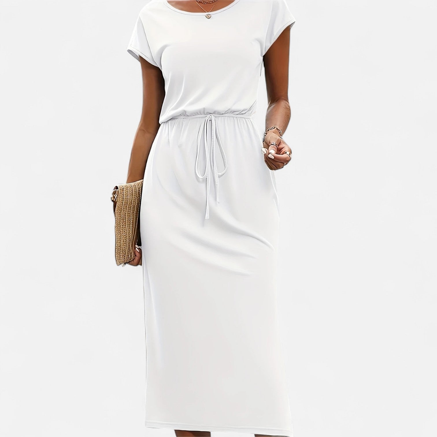 Dorevelle Women's Elegant White Dress with Stylish Heritage Knot Detail