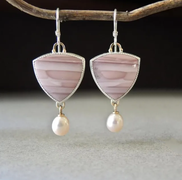 Elegant Vintage Pink Stone Earrings