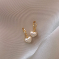 Chic Heart Earrings with Delicate Pearl Accents