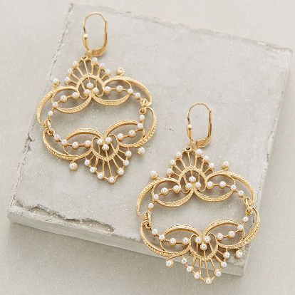 Elegant Vintage Mandala Golden Pearl Earrings