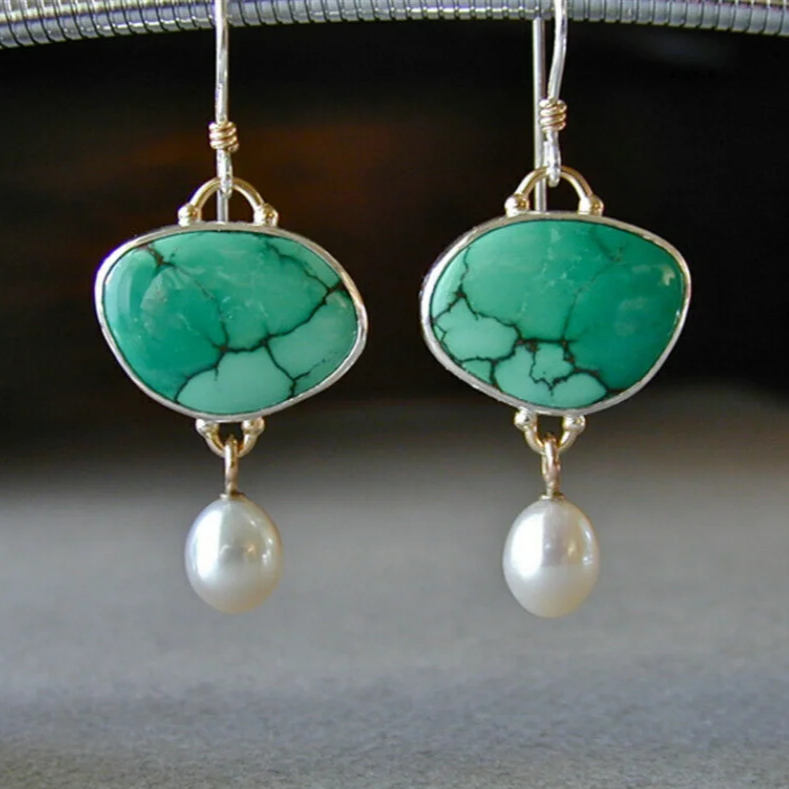 Edel Vintage Earrings with Turquoise and Pearls for a Timeless Statement