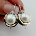 Elegant Silver Vintage Pearl Earrings