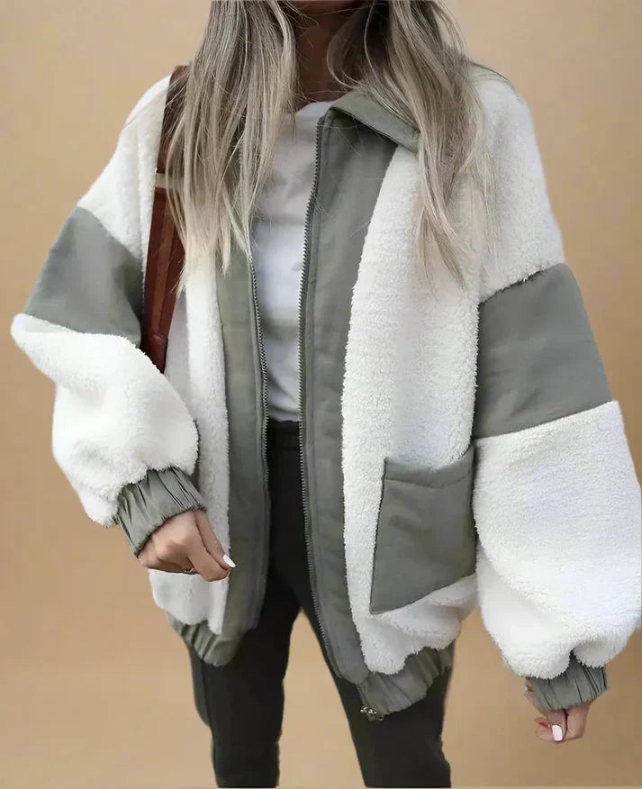 Comfortable women's winter fleece jackets with button-up front and zipper