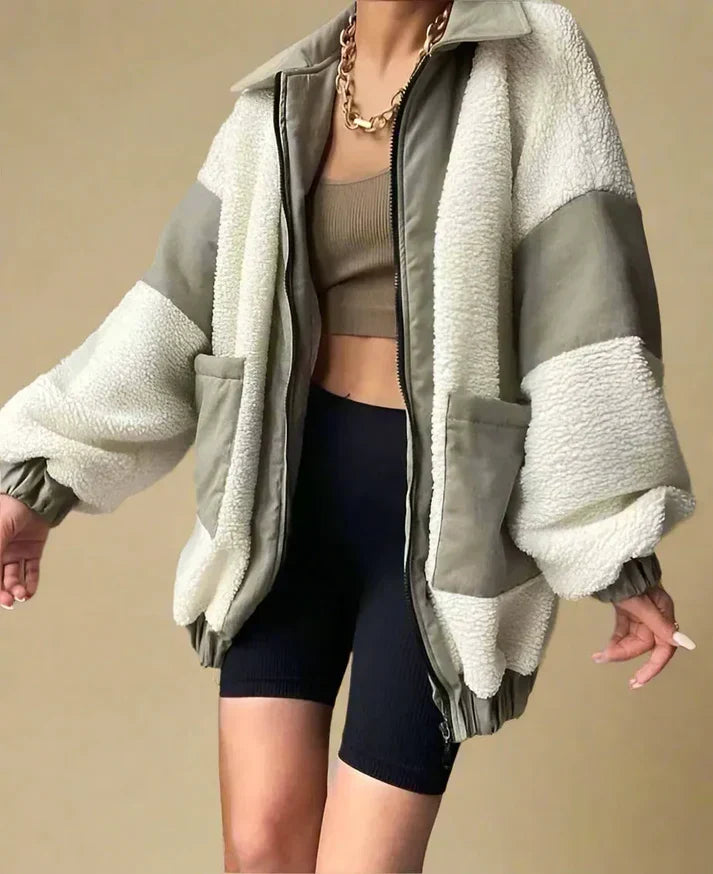 Comfortable women's winter fleece jackets with button-up front and zipper