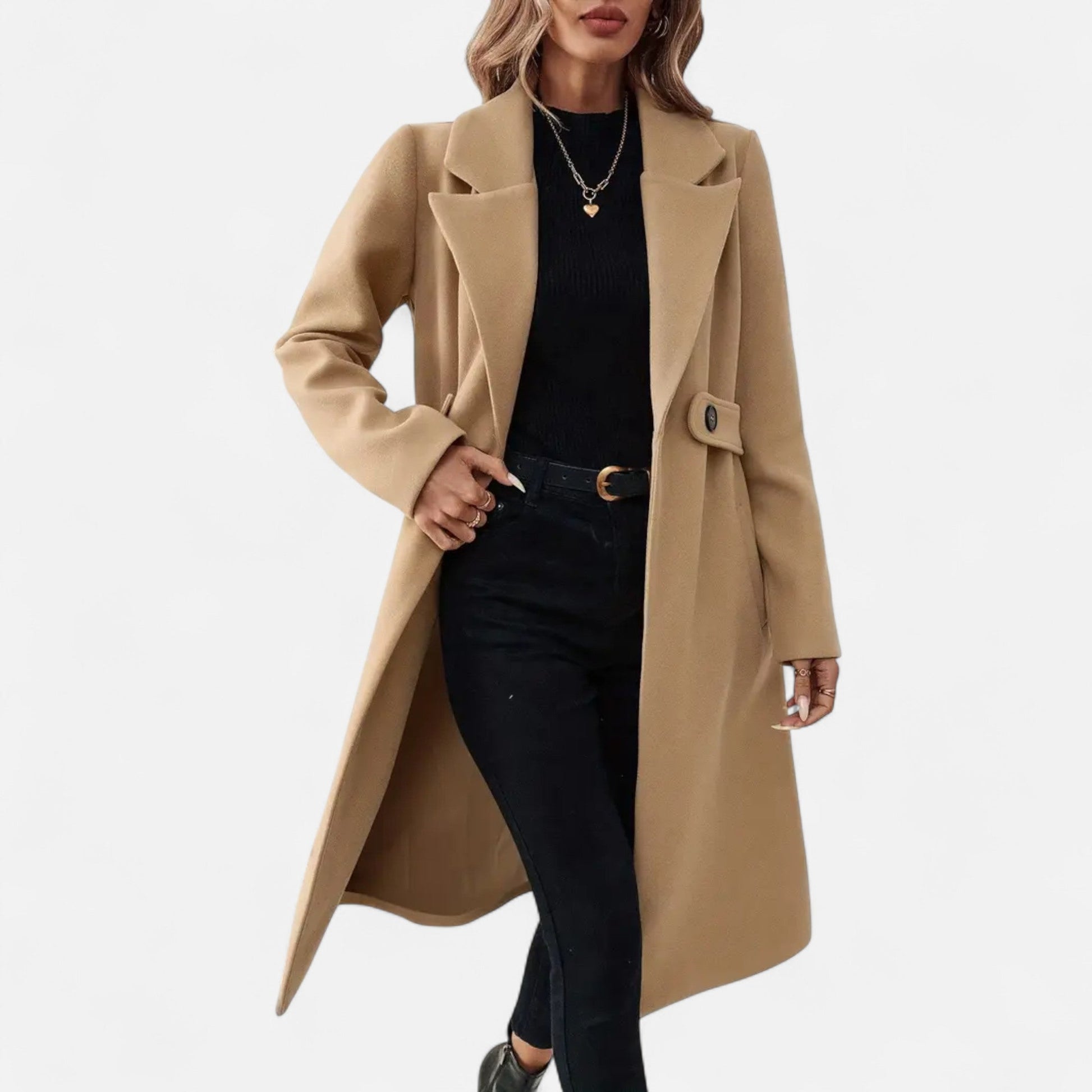 Dorevelle | Women's Elegant Tweed Overcoat with Stylish Belted Design