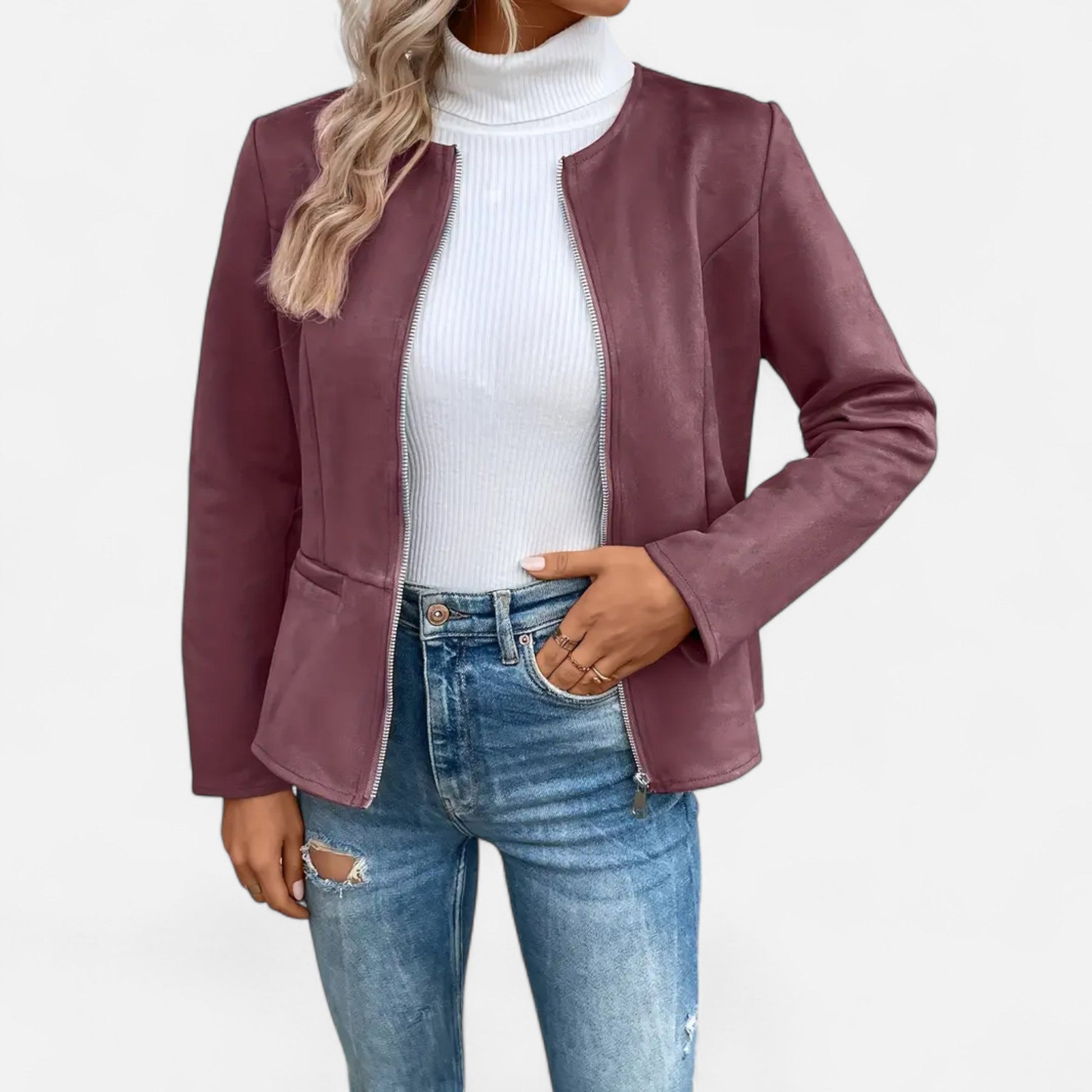 Dorevelle | Damen-Cropped-Jacke – Schlanke ZIP-Optik für stilvolle Eleganz