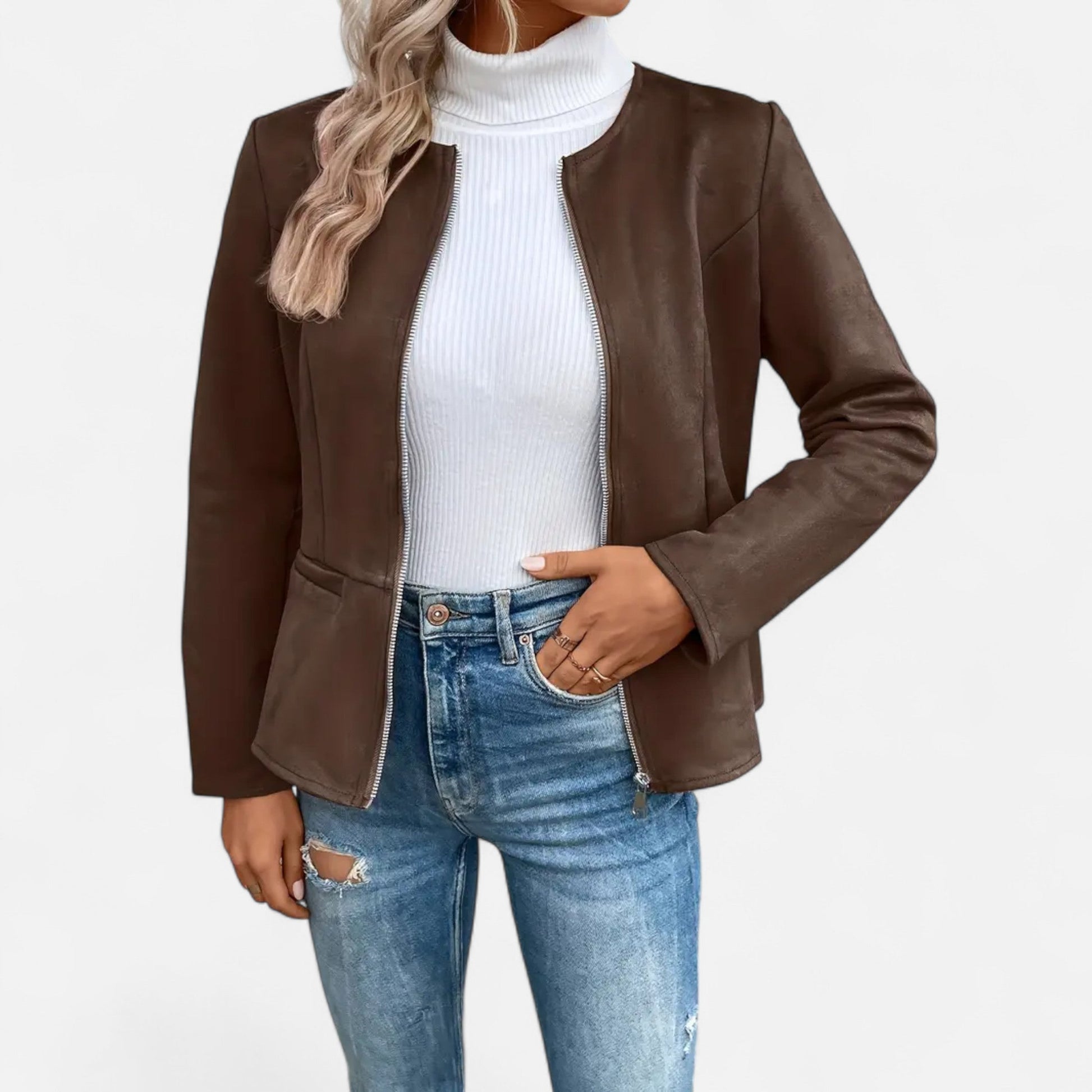 Dorevelle | Damen-Cropped-Jacke – Schlanke ZIP-Optik für stilvolle Eleganz