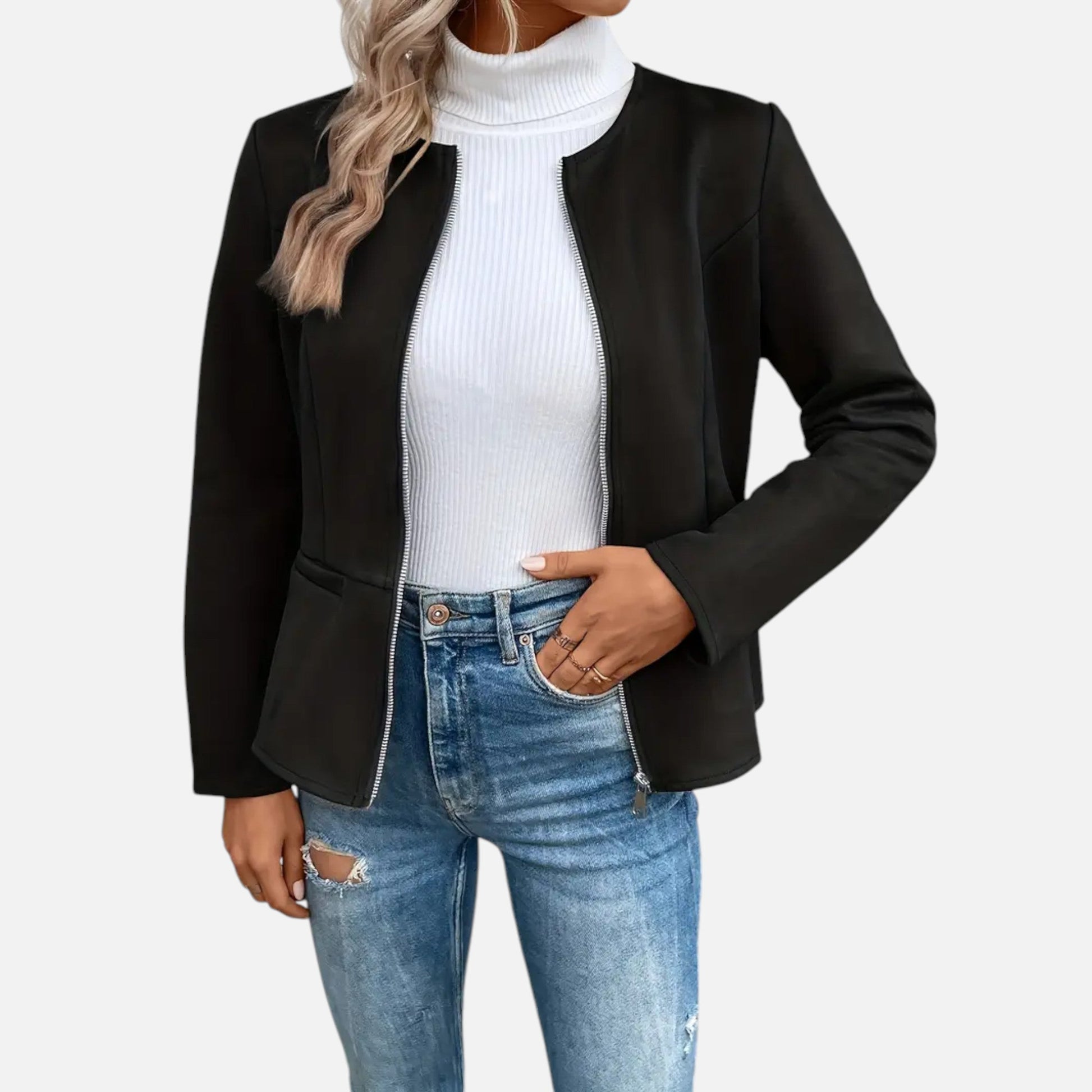Dorevelle | Damen-Cropped-Jacke – Schlanke ZIP-Optik für stilvolle Eleganz