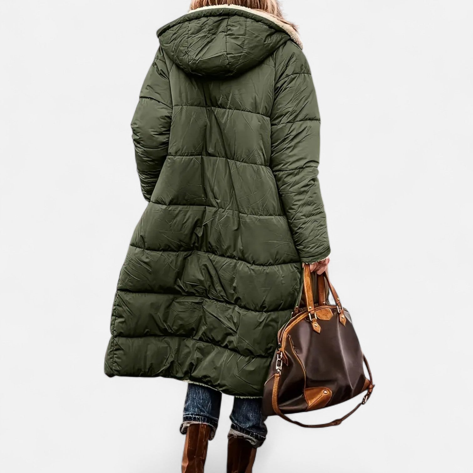 Dorevella | Women’s Long Padded Coat – Fleece Winter Elegance