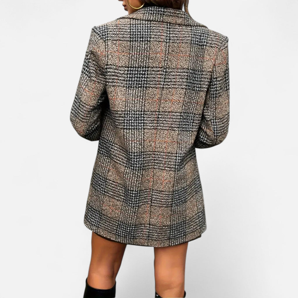 Dorevelle | Damenklassischer Houndstooth-Mantel – Zeitlose Eleganz und Stil
