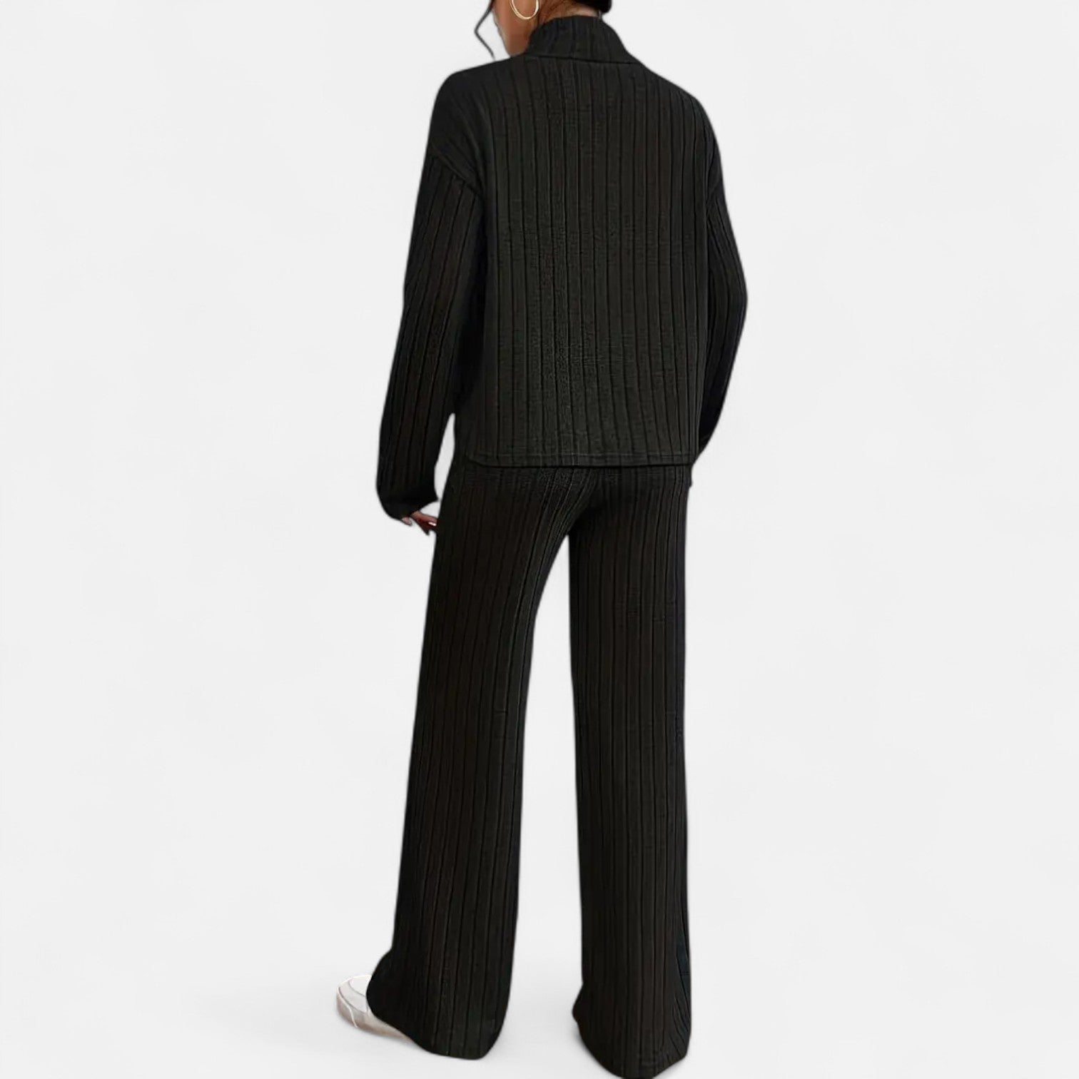 Dorevelle | Women's Ribbed Set with Mock Neck & Wide-Leg Style for a Chic and Comfortable Look