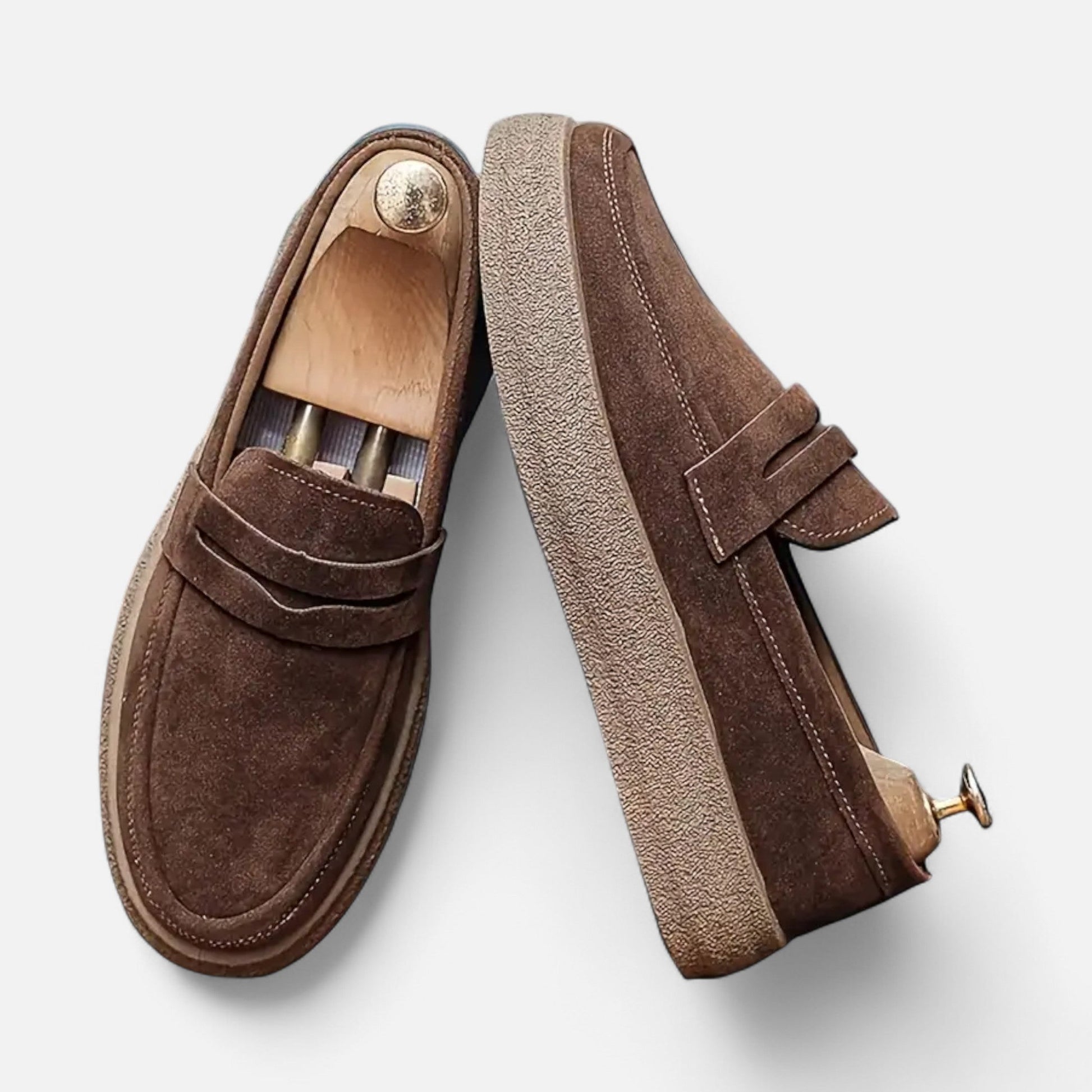 Dorevelle Men’s Slip-On Loafers – Elegant Brown Buckle Casual Shoes