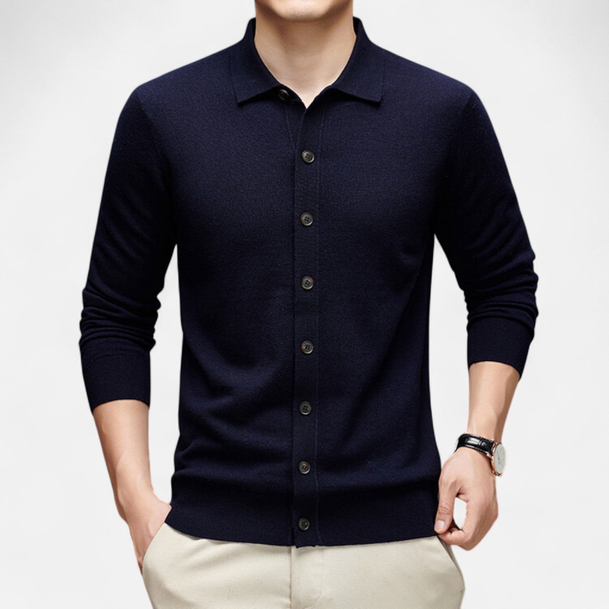 Dorevelle Men’s Wool Sweater – Premium Fine Yarn Button-Up Classic for Timeless Style