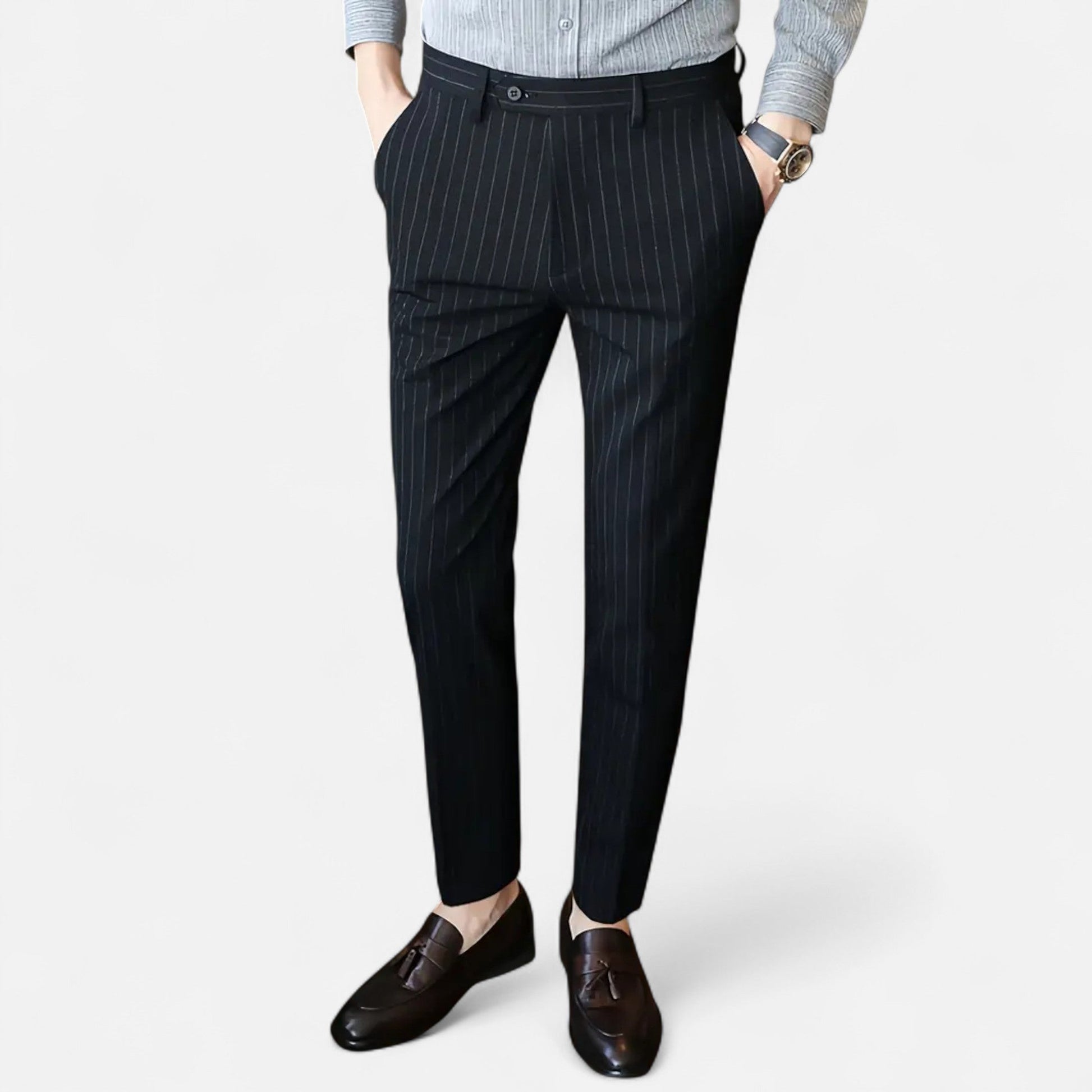 Dorevelle | Herren Anzugshose mit Streifen – Elegante Slim-Fit Business-Mode