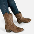 Dorevelle | Women’s Suede Cowboy Boots – Vintage Chunky Heel