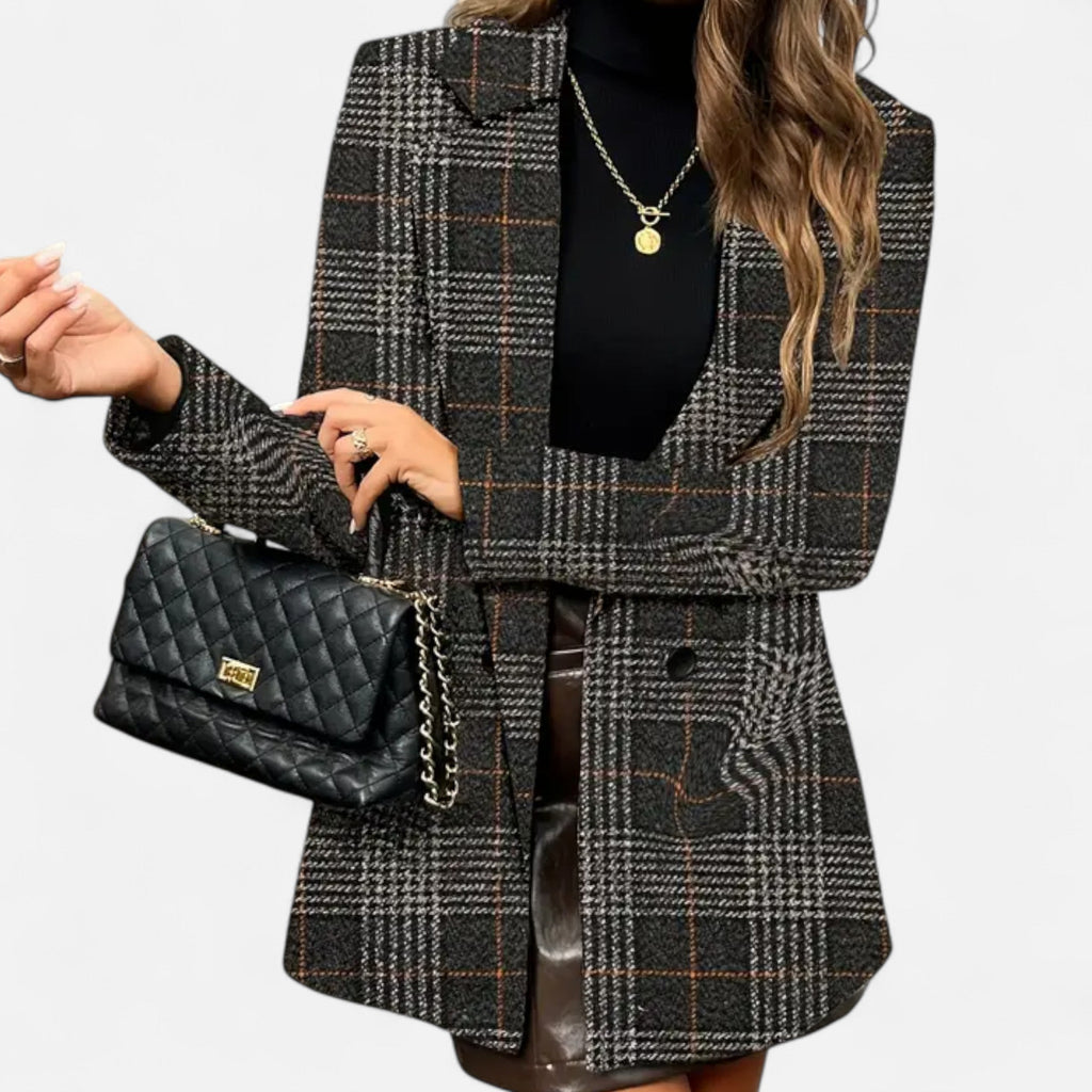 Dorevelle | Damenklassischer Houndstooth-Mantel – Zeitlose Eleganz und Stil