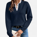 Dorevelle Damen V-Ausschnitt Pullover mit Spitzenbesatz für einen eleganten Look