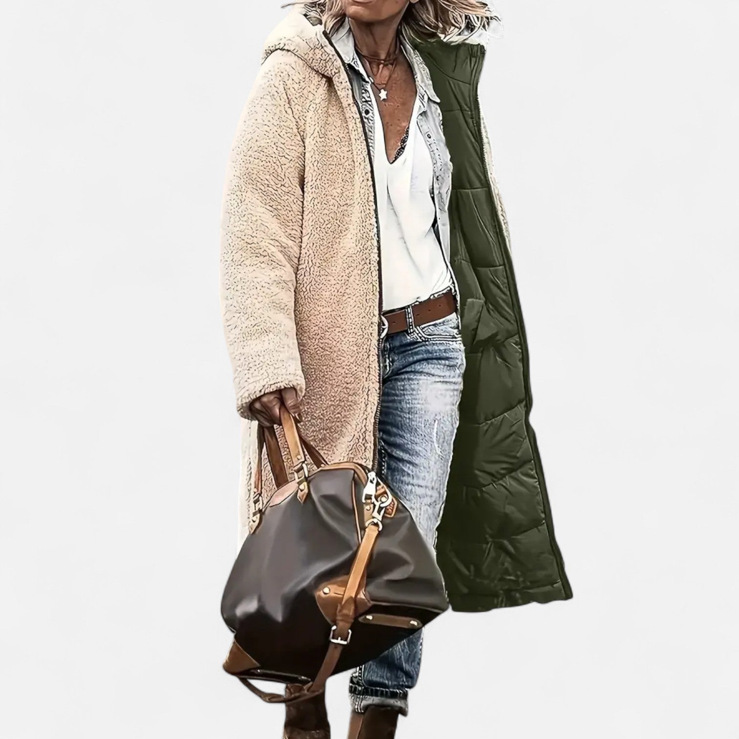 Dorevella | Women’s Long Padded Coat – Fleece Winter Elegance
