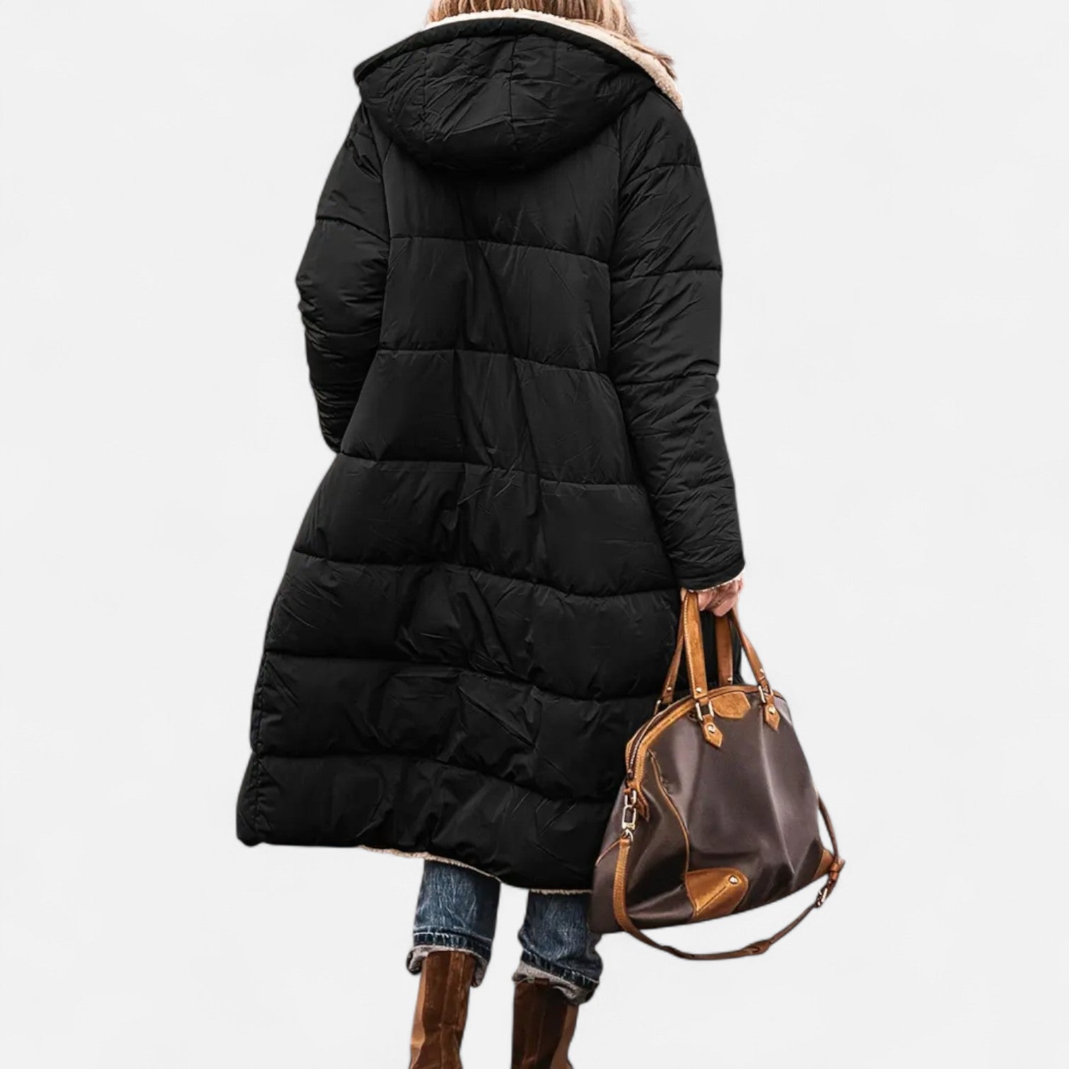 Dorevella | Women’s Long Padded Coat – Fleece Winter Elegance