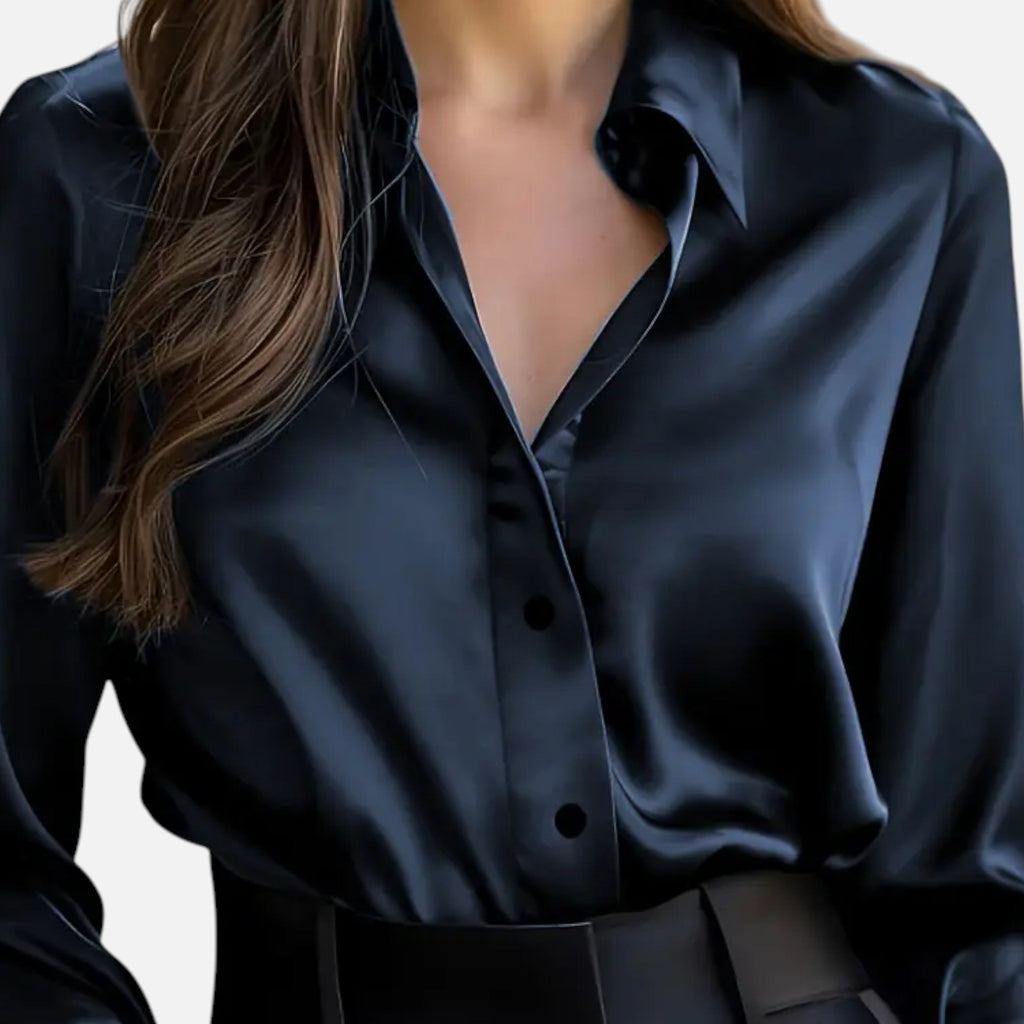 Dorevelle Women’s Satin Blouse - Sophisticated Long Sleeve Elegance