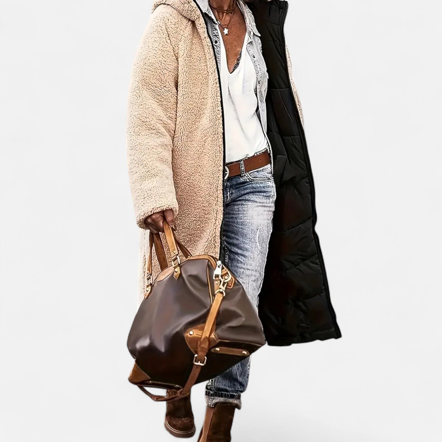 Dorevella | Women’s Long Padded Coat – Fleece Winter Elegance