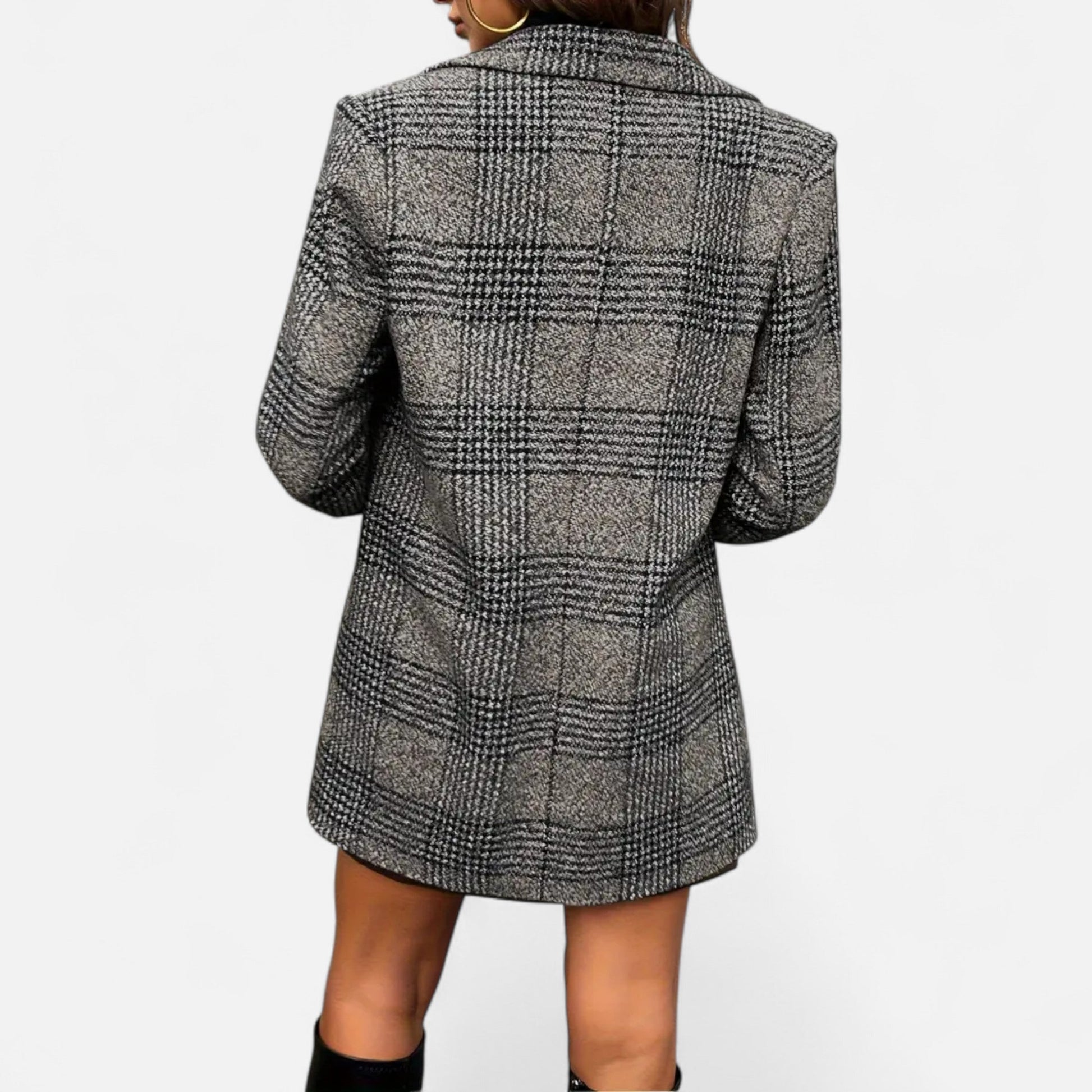 Dorevelle | Damenklassischer Houndstooth-Mantel – Zeitlose Eleganz und Stil