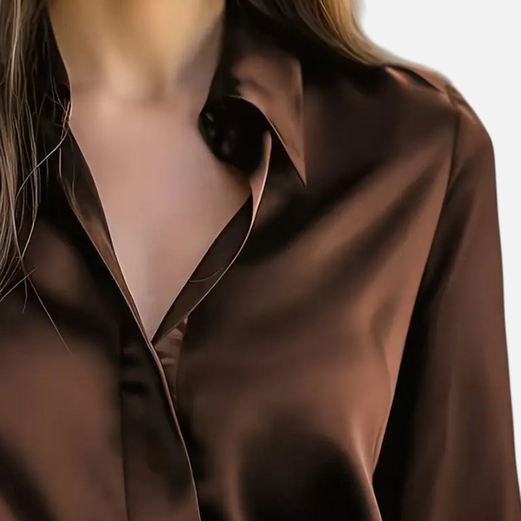Dorevelle Women’s Satin Blouse - Sophisticated Long Sleeve Elegance