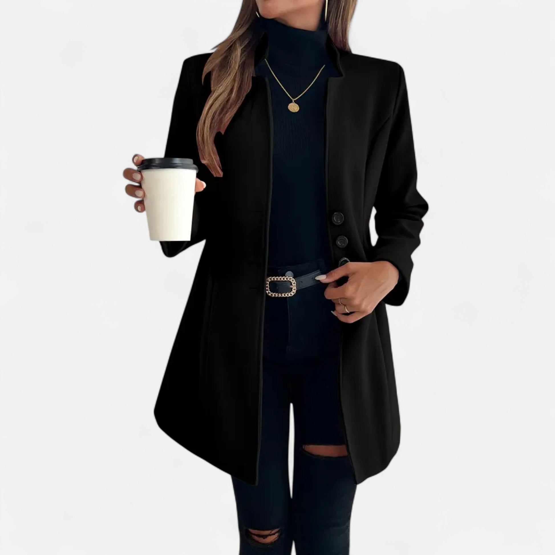 Dorevelle | élégante manteau long pour femmes avec design sophistiqué à manches raglan