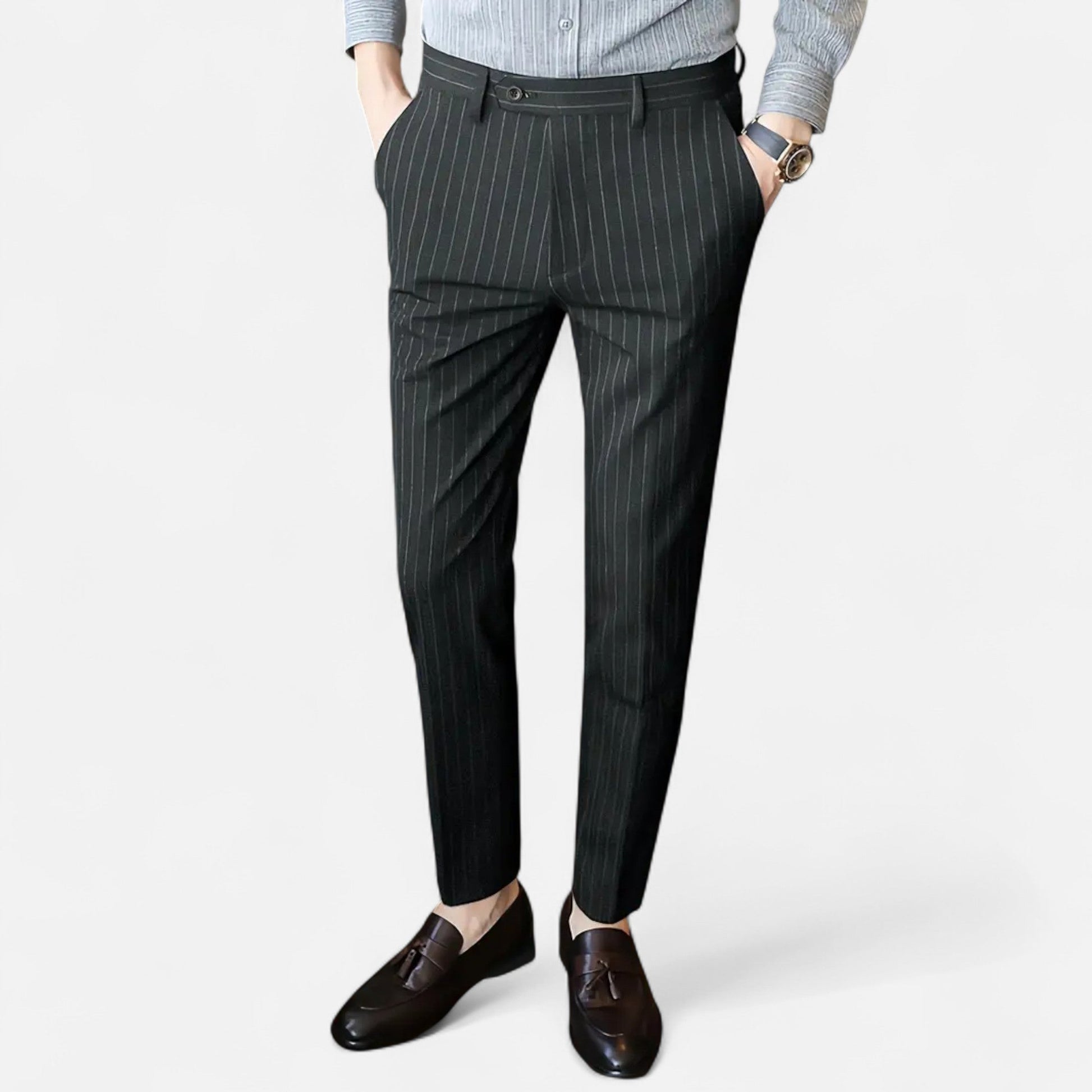 Dorevelle | Herren Anzugshose mit Streifen – Elegante Slim-Fit Business-Mode