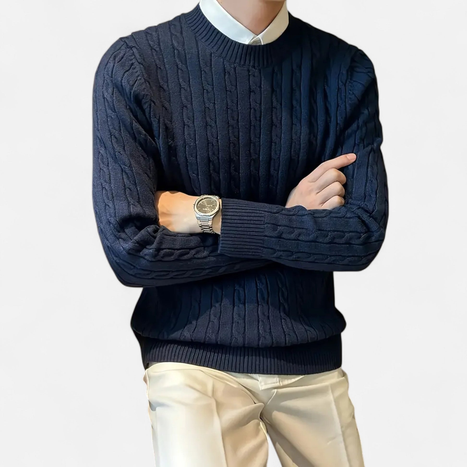Dorevelle Herren Kabelstrickpullover – Zeitloser Heritage Rundhalsausschnitt