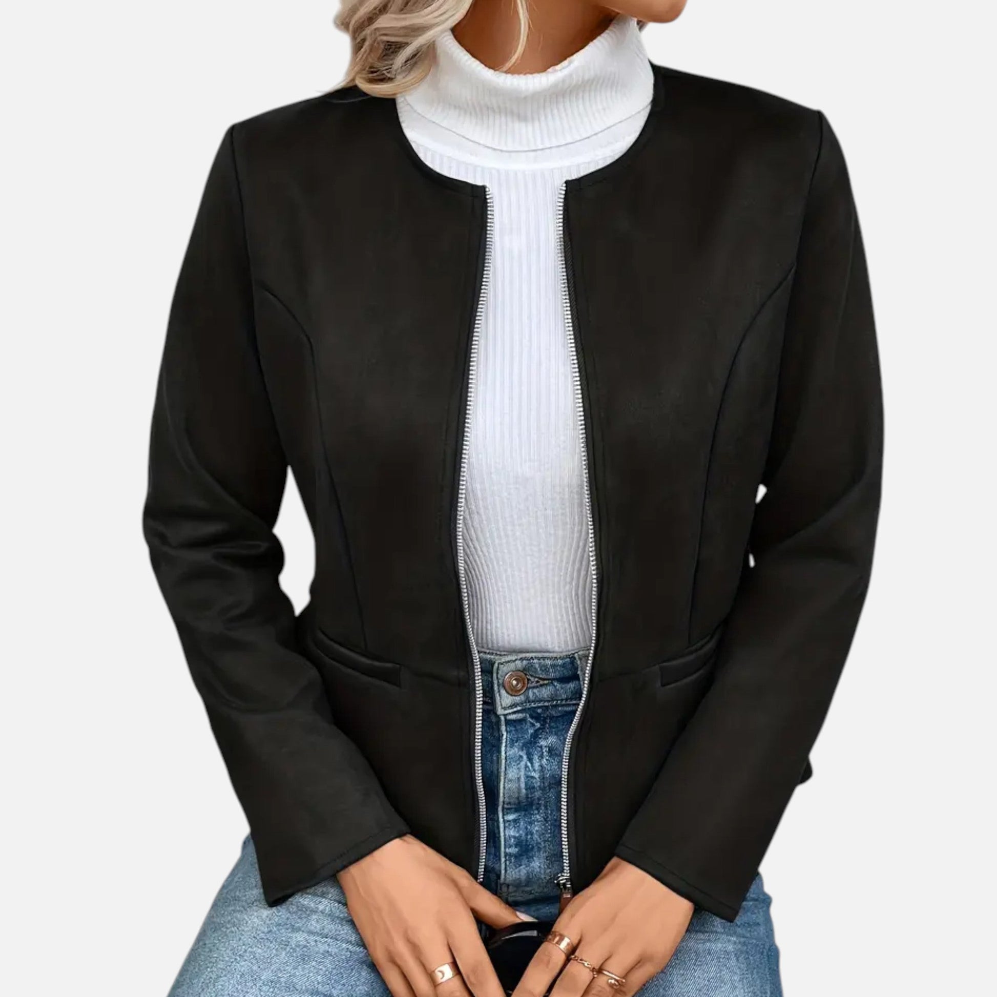 Dorevelle | Damen-Cropped-Jacke – Schlanke ZIP-Optik für stilvolle Eleganz
