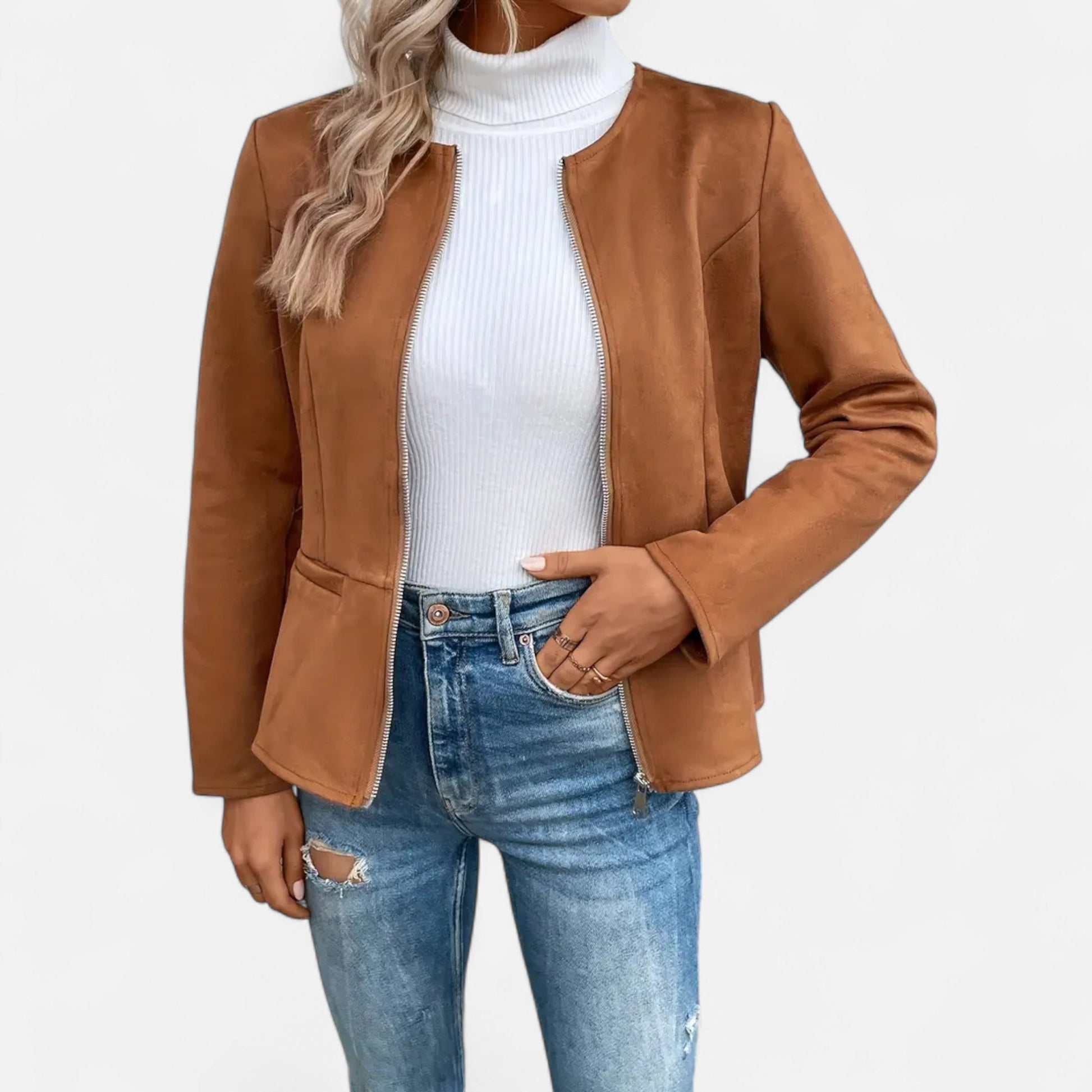 Dorevelle | Damen-Cropped-Jacke – Schlanke ZIP-Optik für stilvolle Eleganz