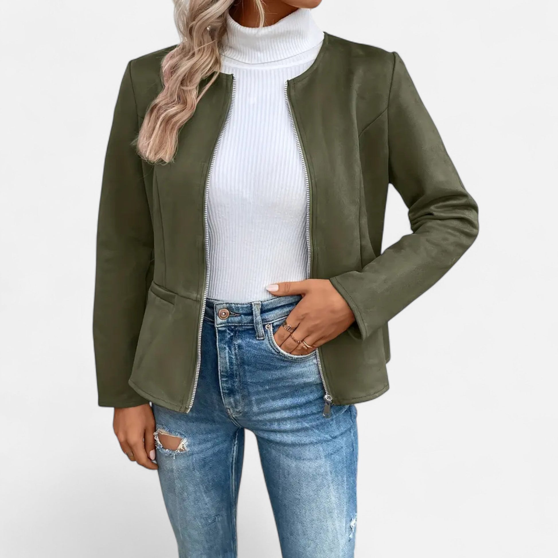 Dorevelle | Damen-Cropped-Jacke – Schlanke ZIP-Optik für stilvolle Eleganz