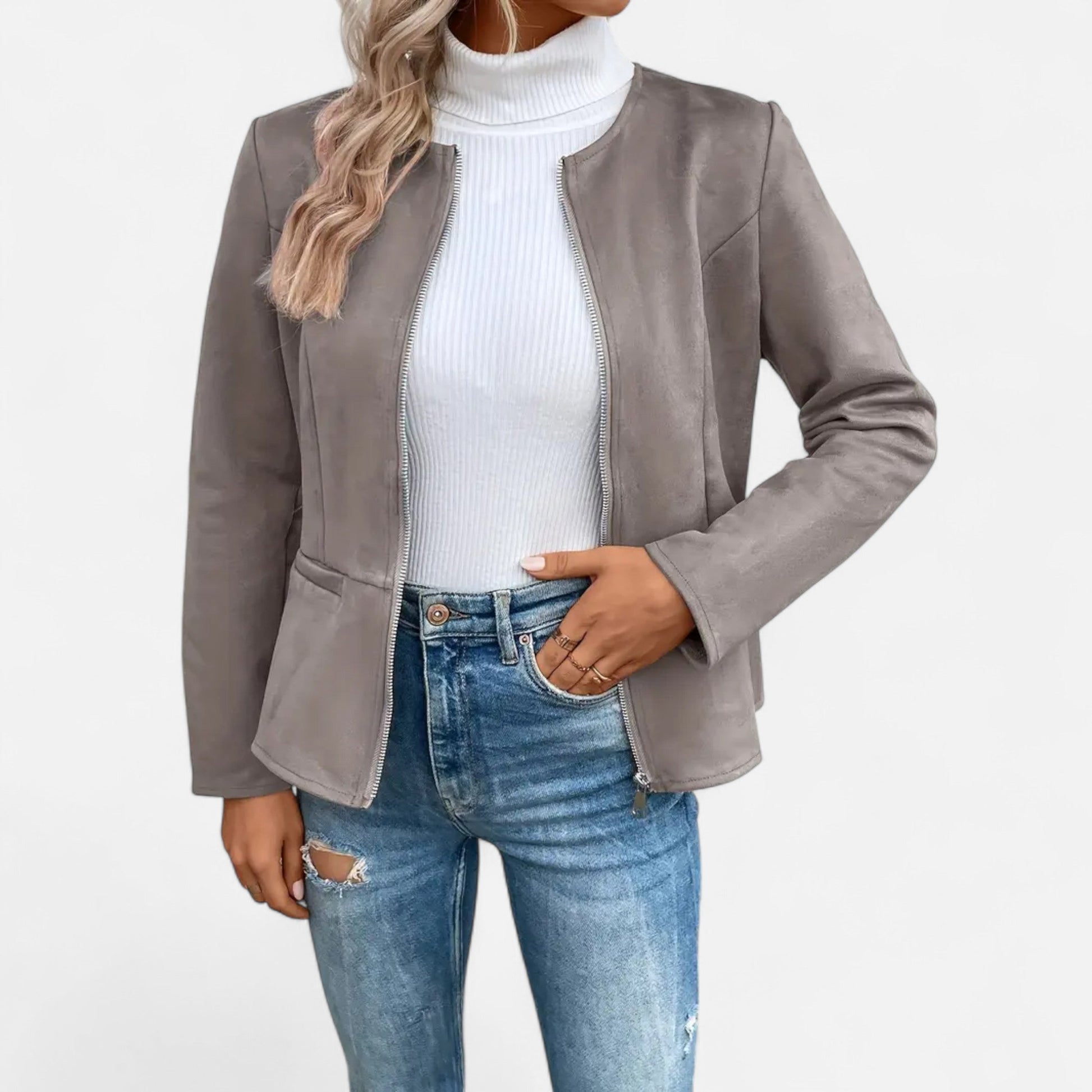Dorevelle | Damen-Cropped-Jacke – Schlanke ZIP-Optik für stilvolle Eleganz