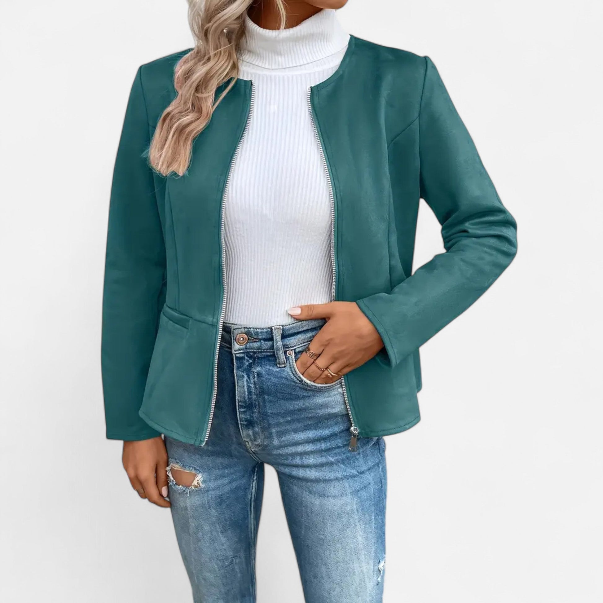 Dorevelle | Damen-Cropped-Jacke – Schlanke ZIP-Optik für stilvolle Eleganz