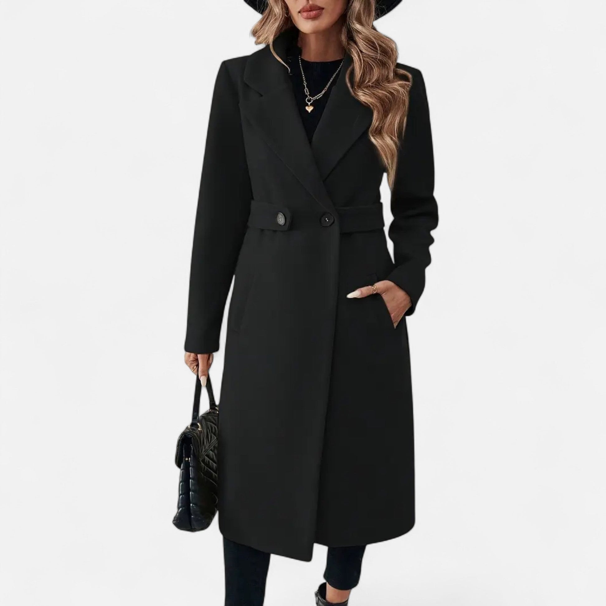 Dorevelle | Women's Elegant Tweed Overcoat with Stylish Belted Design