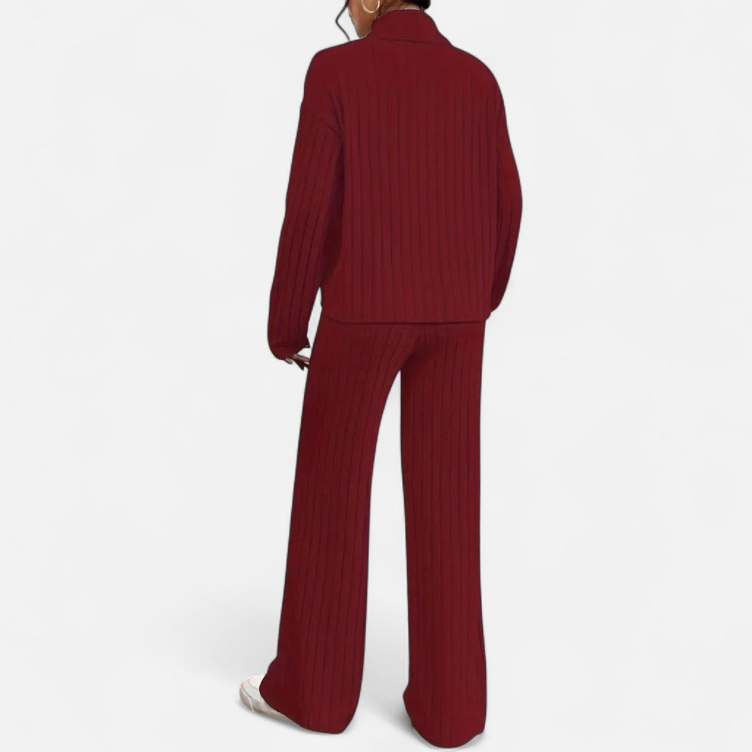 Dorevelle | Women's Ribbed Set with Mock Neck & Wide-Leg Style for a Chic and Comfortable Look