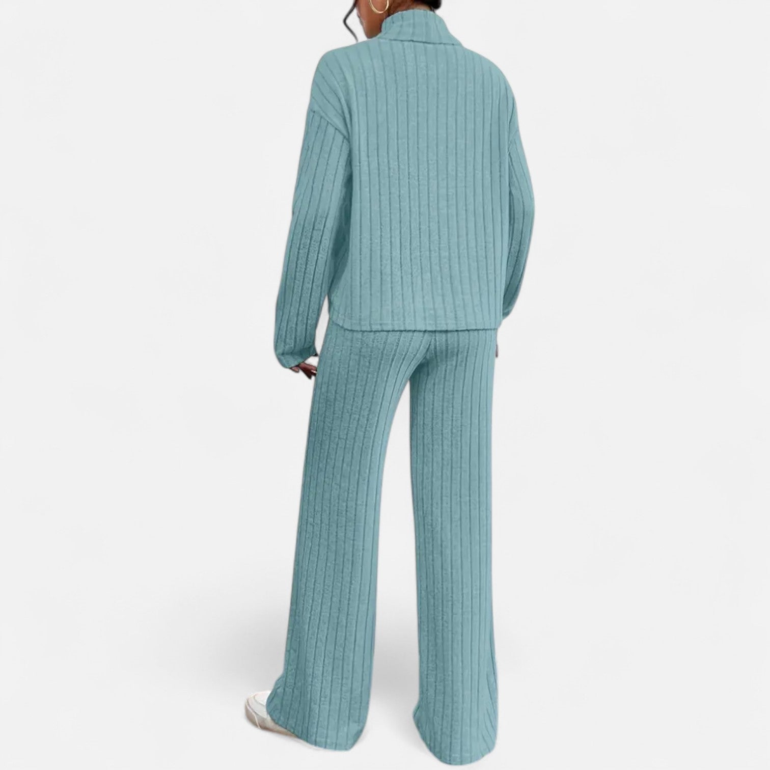 Dorevelle | Women's Ribbed Set with Mock Neck & Wide-Leg Style for a Chic and Comfortable Look
