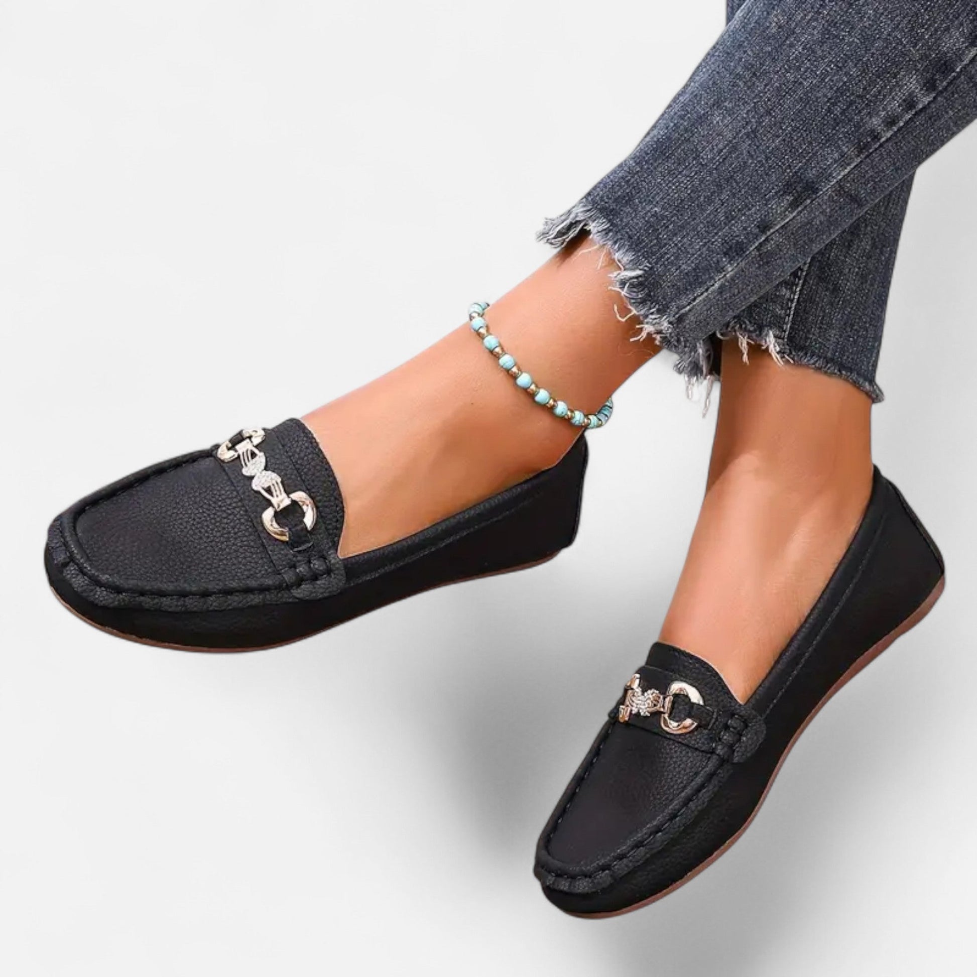 Dorevelle | Women’s Loafers – Butterfly Strap Diamond Accent