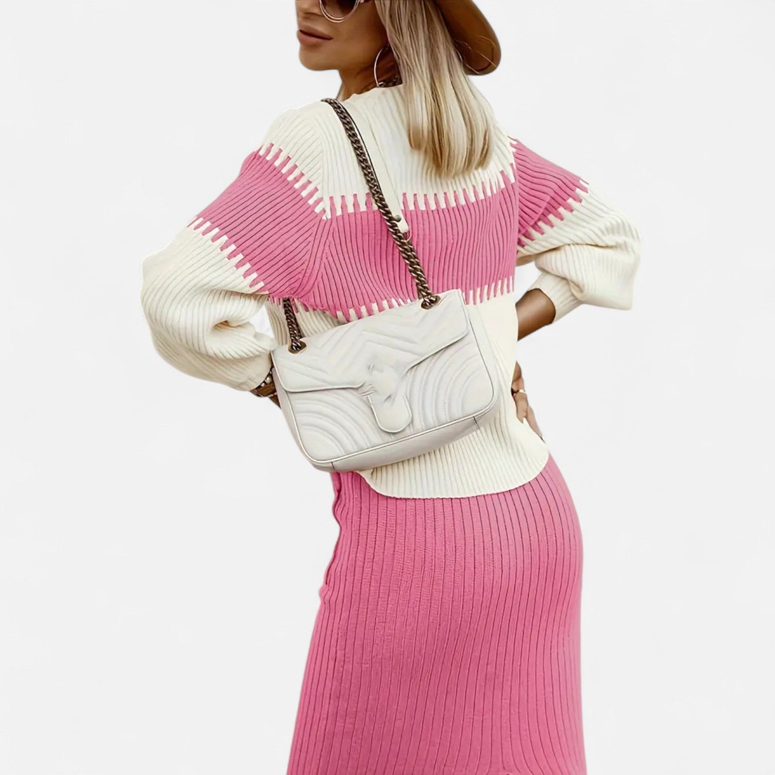 Dorevelle | Ensemble en Maille pour Femmes – Pullover à Col Haut et Jupe Mi-Longue Élégante