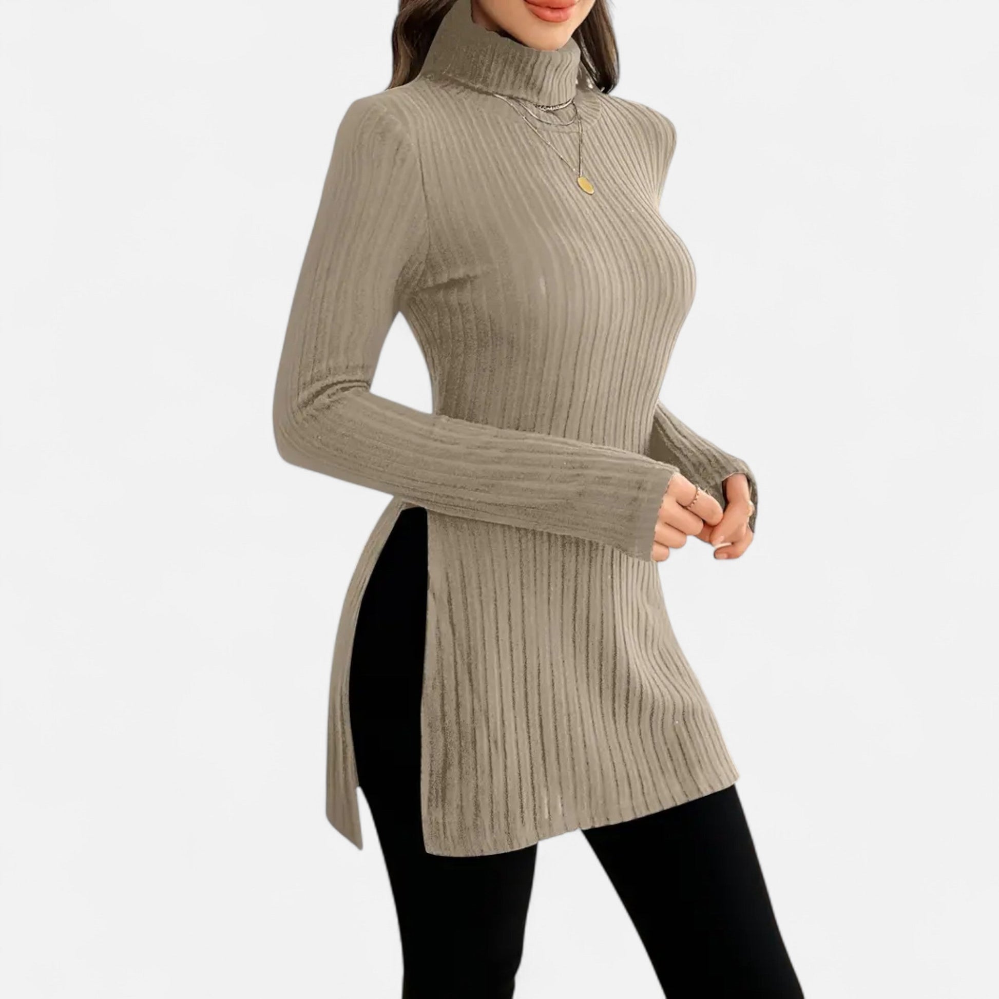 Dorevelle | Femmes Pull-Over en Maille Ribbée – Élégant Col Haut pour un Style Sophistiqué