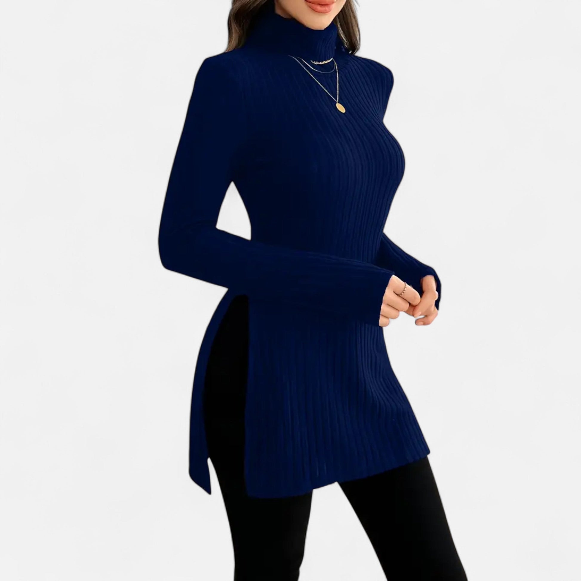 Dorevelle | Femmes Pull-Over en Maille Ribbée – Élégant Col Haut pour un Style Sophistiqué