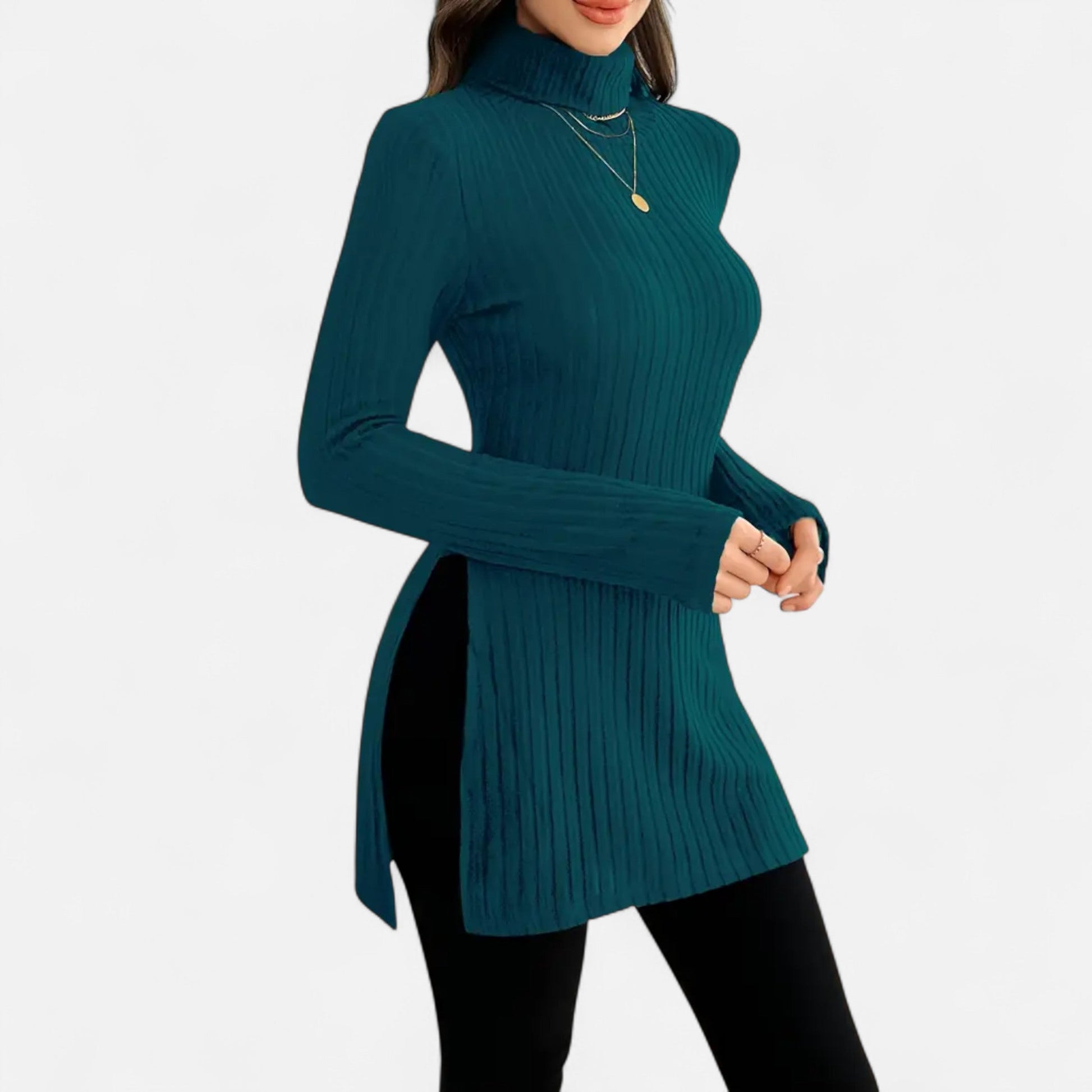 Dorevelle | Femmes Pull-Over en Maille Ribbée – Élégant Col Haut pour un Style Sophistiqué
