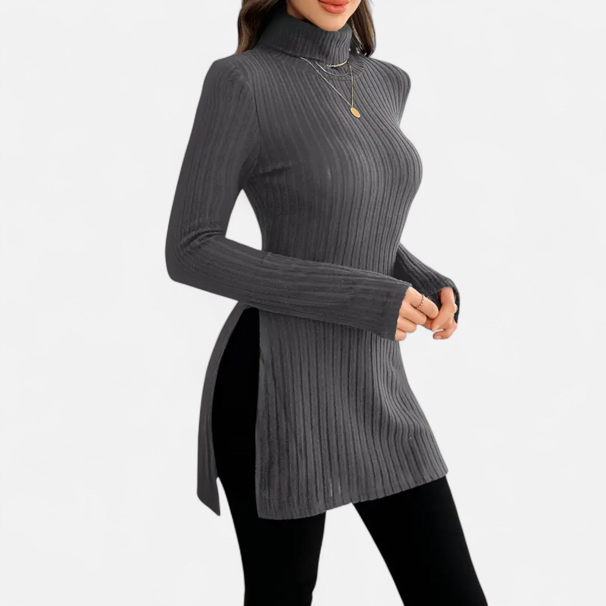 Dorevelle | Femmes Pull-Over en Maille Ribbée – Élégant Col Haut pour un Style Sophistiqué