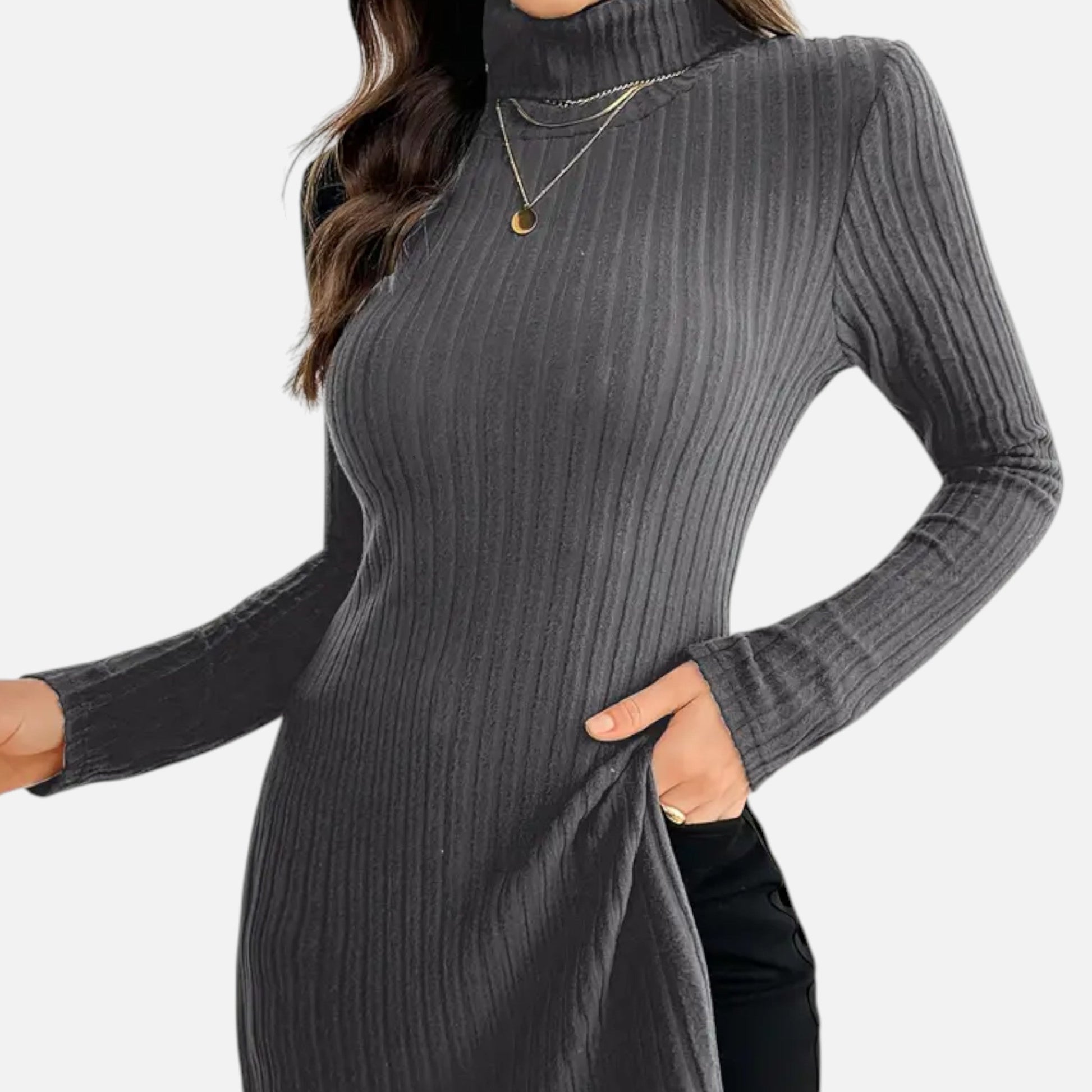 Dorevelle | Femmes Pull-Over en Maille Ribbée – Élégant Col Haut pour un Style Sophistiqué